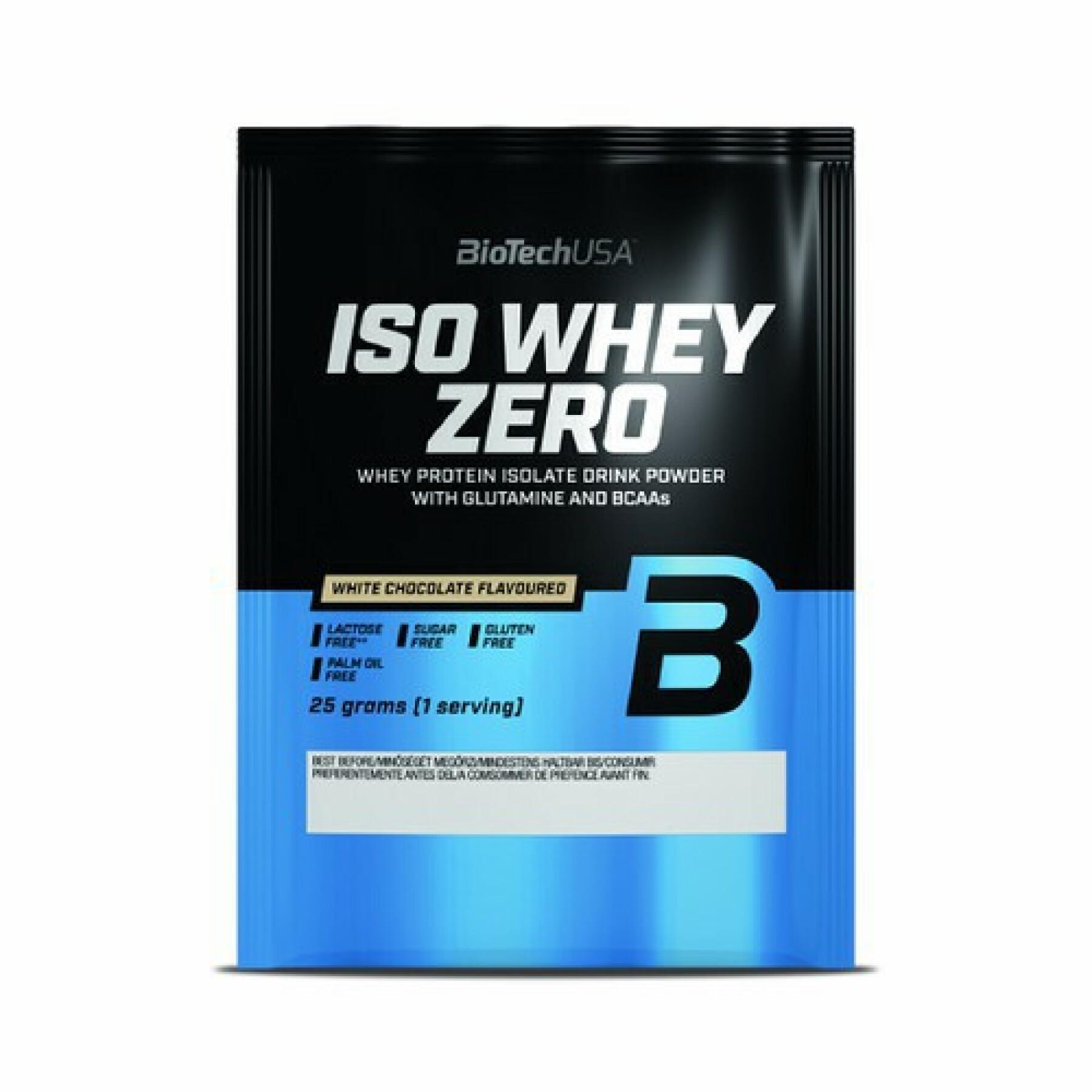 50 packets of lactose-free protein Biotech USA iso whey zero - Chocolat blanc - 25g