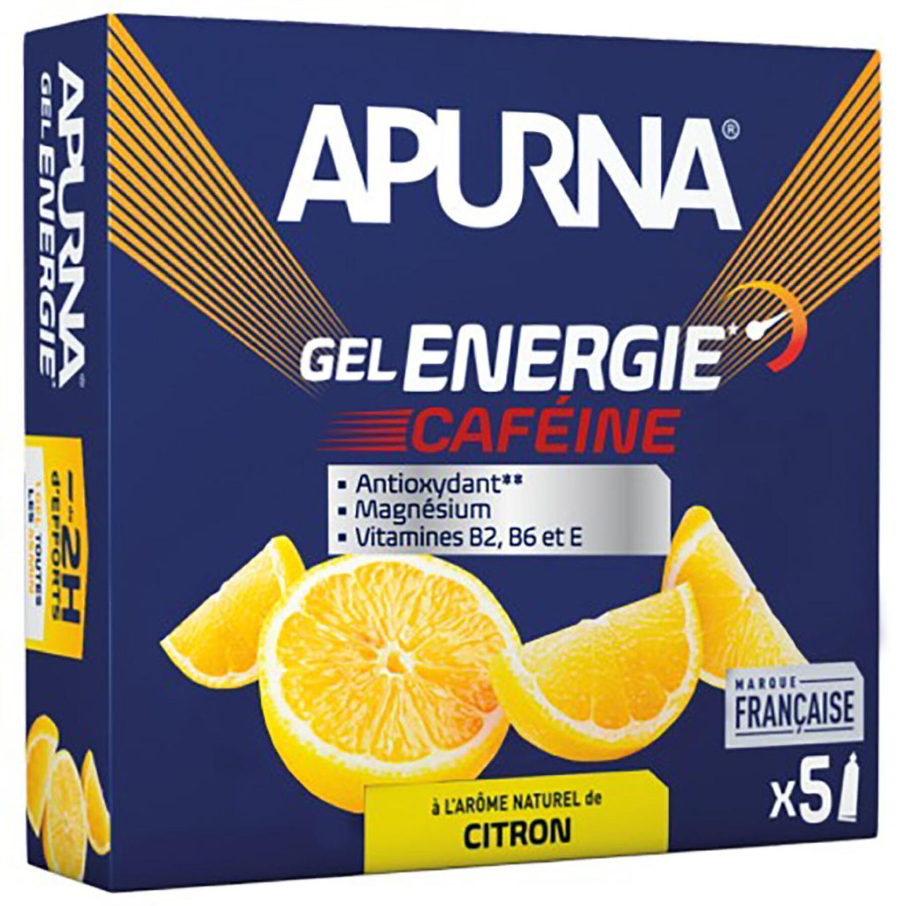 Lot of 5 energy gels lemon caffeine difficult passage Apurna