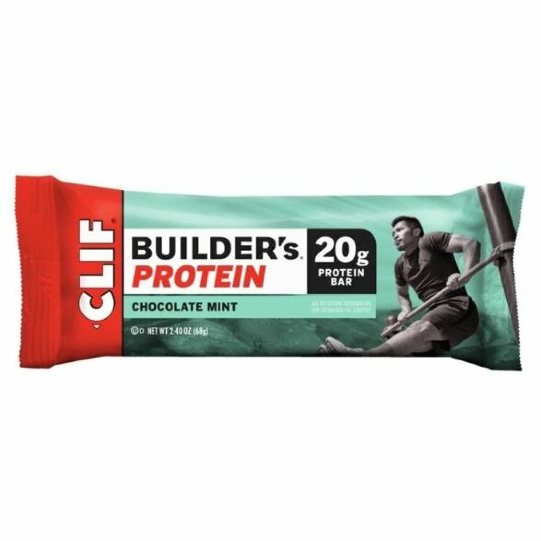 Box of 12 chocolate/mint clif builder bars