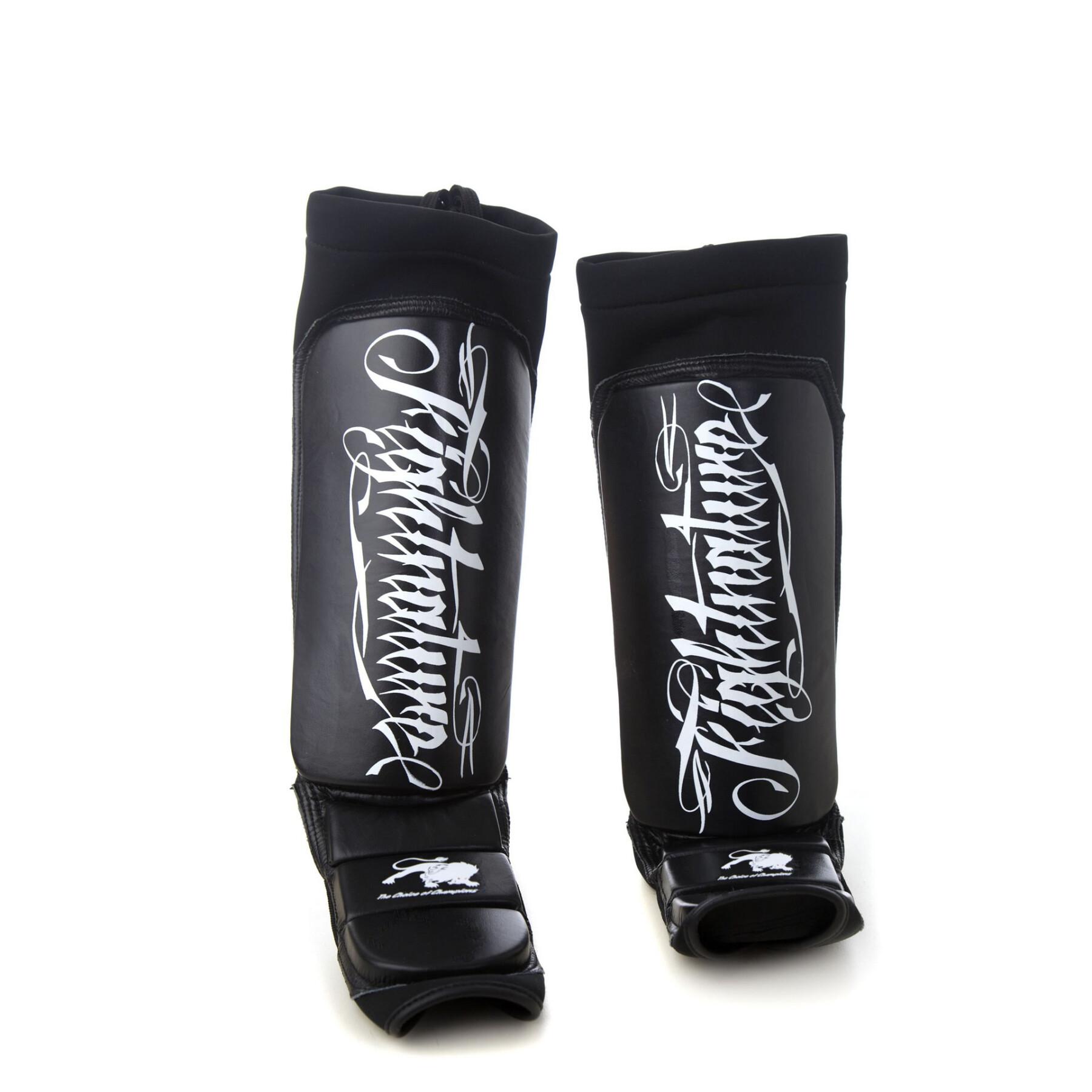 Leather shin and instep guards mma Fightnature
