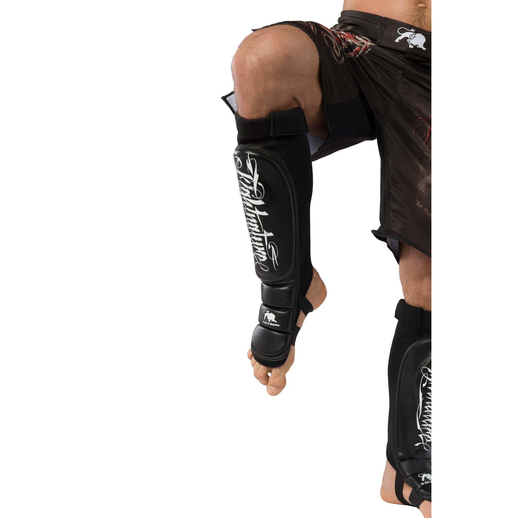 Leather shin and instep guards mma Fightnature