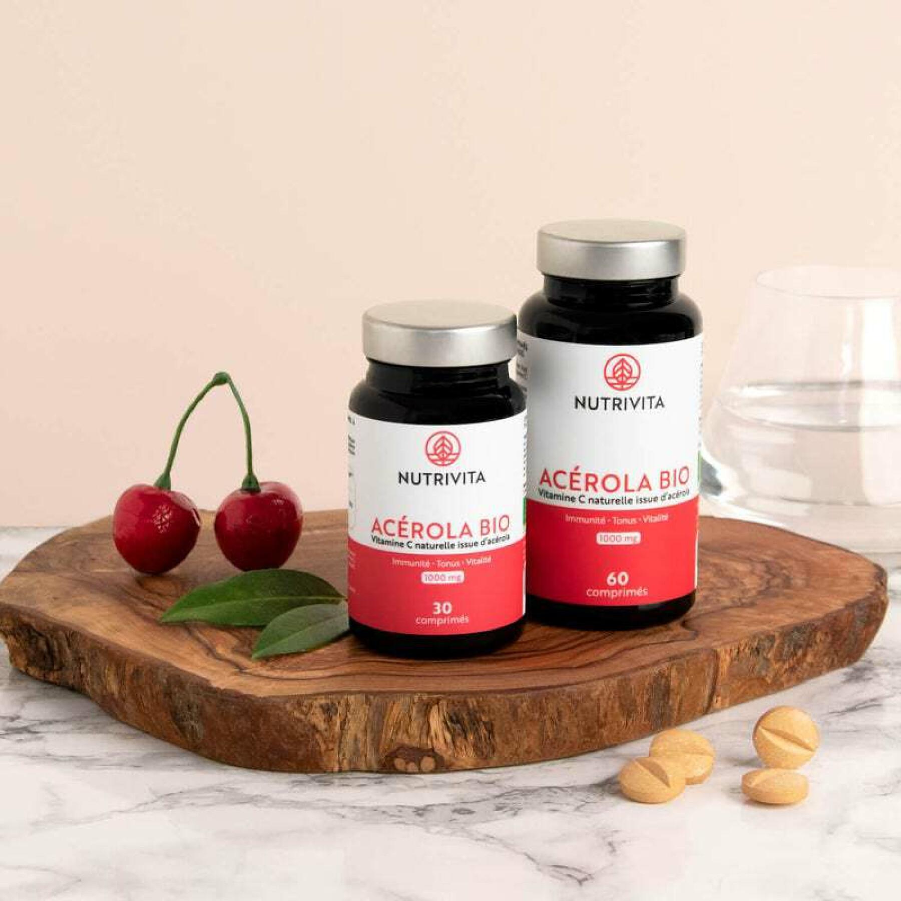 Organic acerola food supplement - 30 tablets Nutrivita