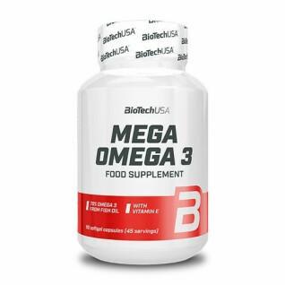 Lot of 12 jars of vitamin Biotech USA mega omega 3 - 90 Gélul